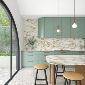 Curved and round features in this kitchen
